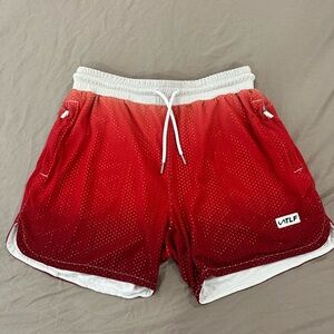 TLF Red Ombre Men's Athletic Mesh Shorts
